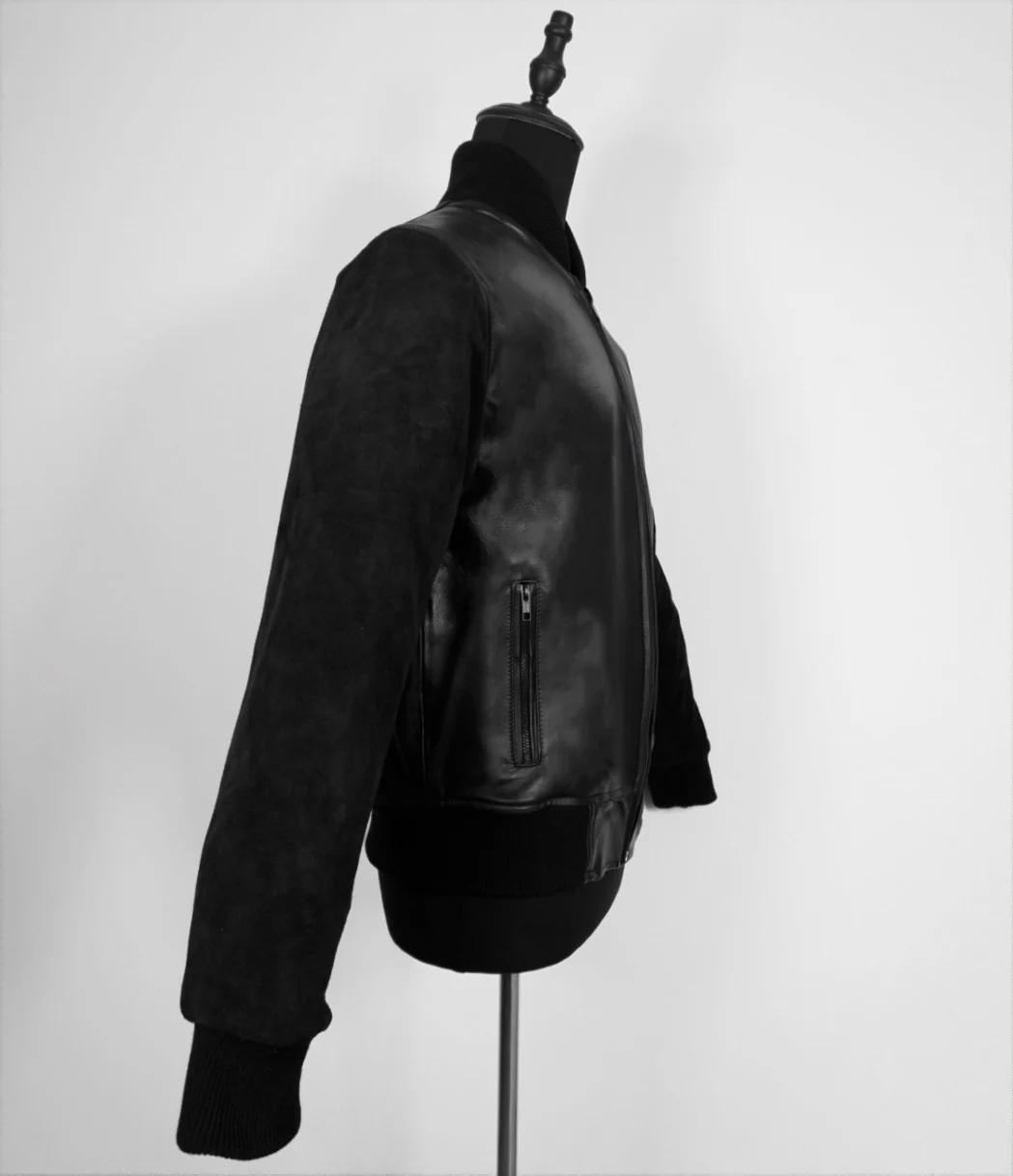Bomber negro gamuza y napa - Image 3