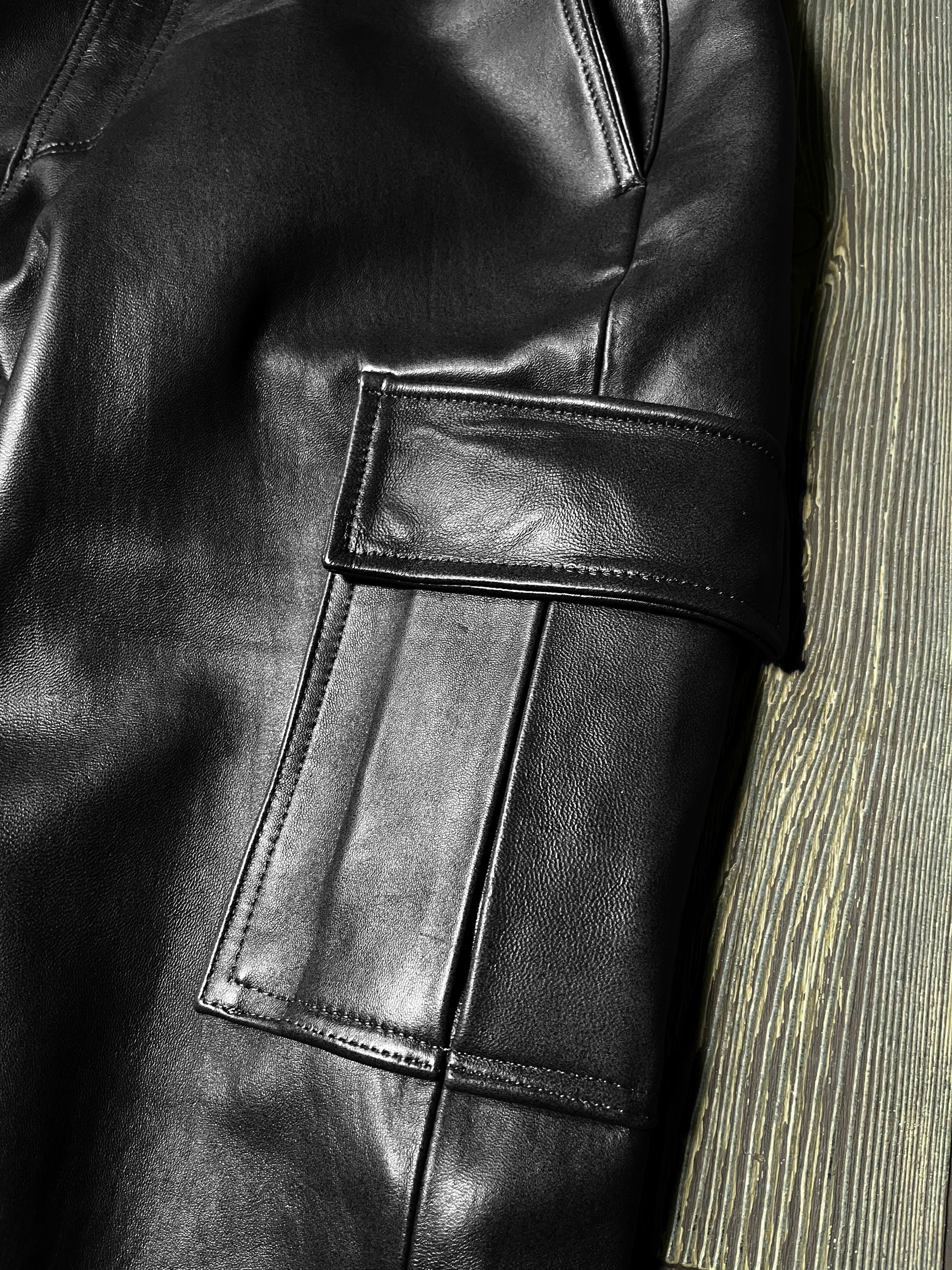 Cargo darkest black leahter pants - Image 5