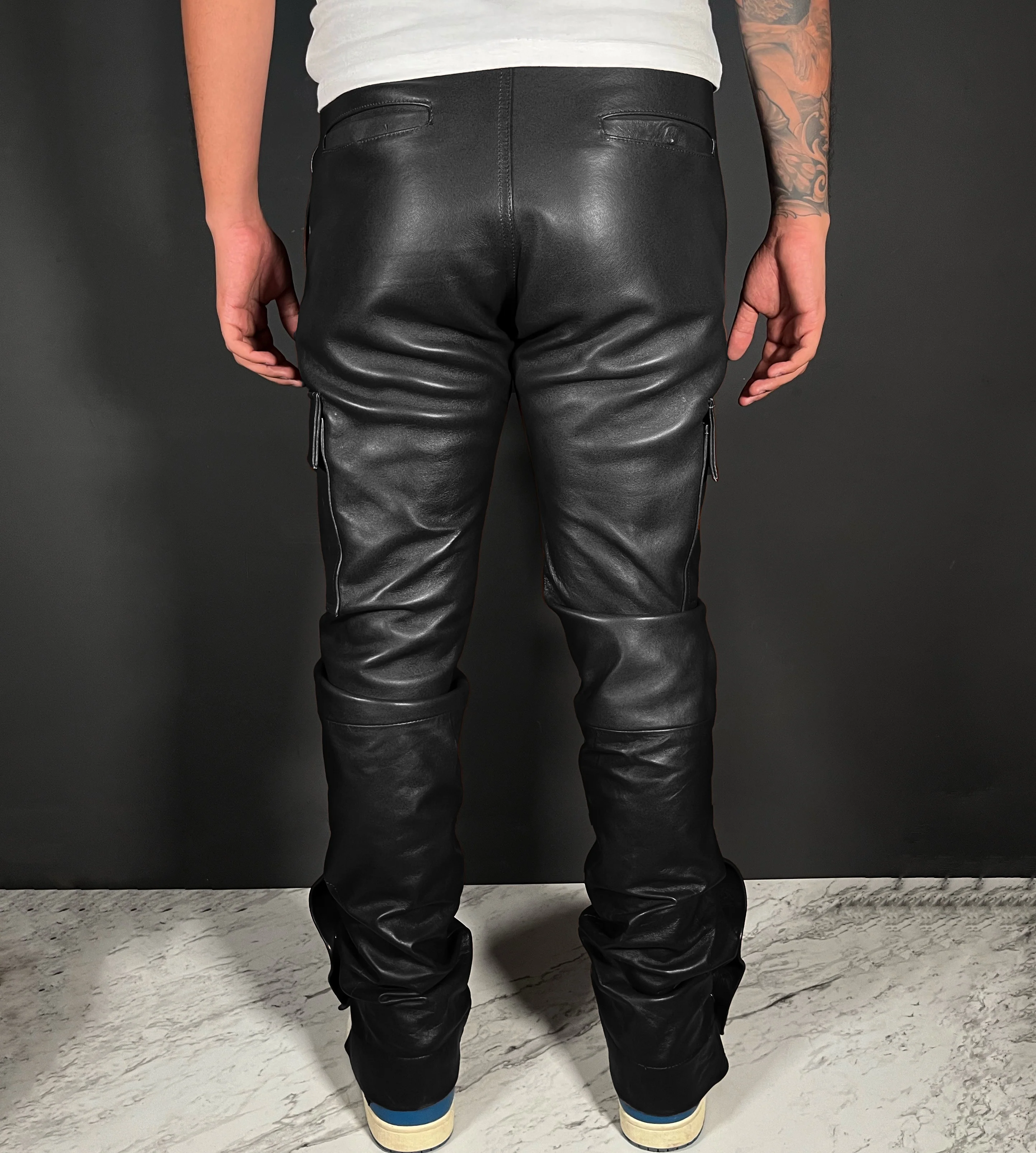 Cargo darkest black leahter pants - Image 7