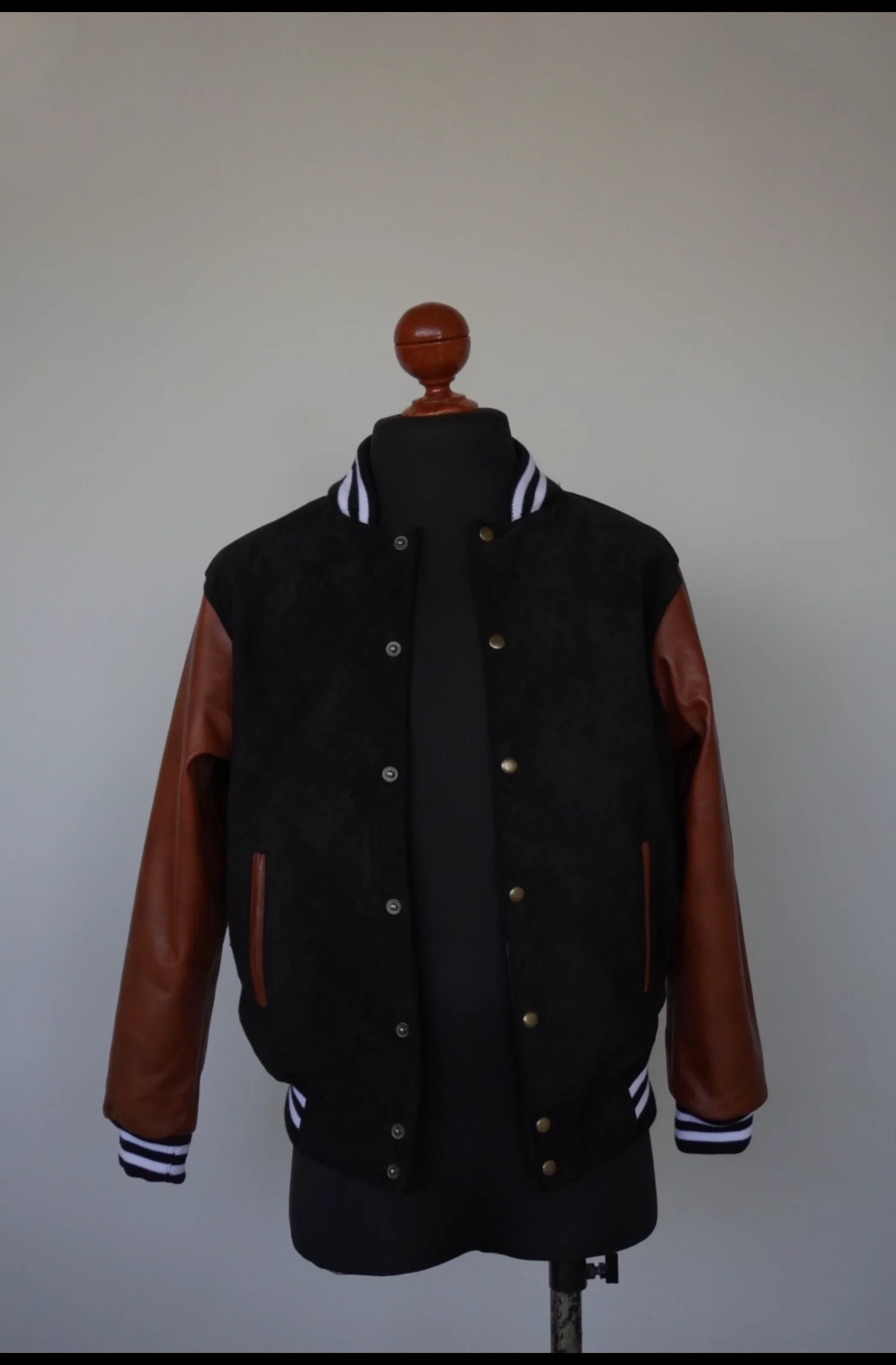 High school bomber black & brown